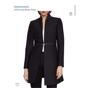 BCBGMAXAZRIA Arelia Long Blazer Black Zip Waist | Size XS